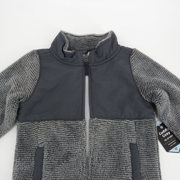 Members Mark Toddler Boy 4 Gray Fleece Jacket Zip-Up Pockets NWT - Picture 2 of 3